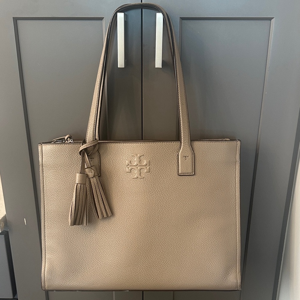 Tory Burch Gray Leather Tote